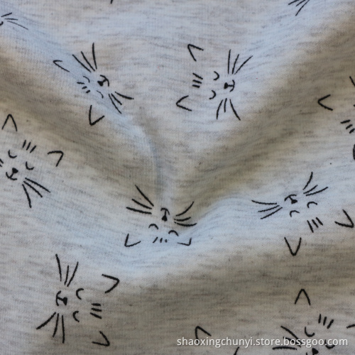 Schöne Cartoon -Katzenmuster Poly95% SP5% Schussstrick Aop Samt Fleece Stoff für Schichten Schuhe Sofa